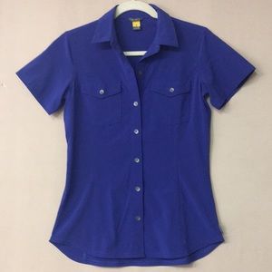 Eddie Bauer Women’s Royal Blue Slim Fit Active Short Sleeves Shirt. Sz XS